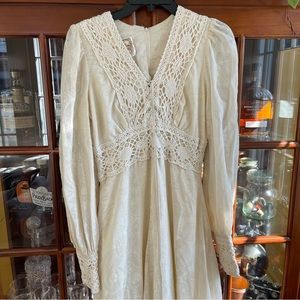 1970’s Gunne Sax Maxi dress - Cream with Crochet Details